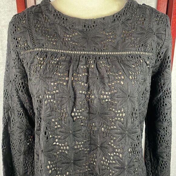 Urban Outfitters L’affaire Black Floral Eyelet Designed Top (Size: Small) - Picture 9 of 15
